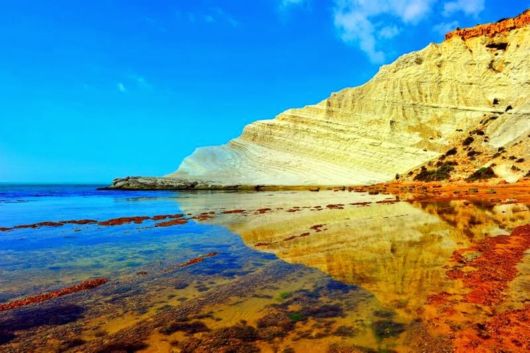 The White Limestone Cliff In Italy